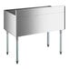 A Regency stainless steel underbar ice bin with bottle holders and sliding lid.