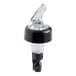 A clear and black measured liquor pourer with a collar designed to dispense 0.625 oz. per pour.