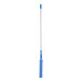 A white and blue Lavex duster with a silver telescoping pole.
