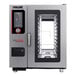 A Vulcan Chef'sCombi oven with metal shelves.