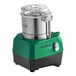 A green and black AvaMix Revolution Max food processor with a stainless steel batch bowl and clear lid.