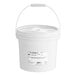 A white bucket with a lid and a handle containing Better Than Bouillon Premium Roasted Chicken Flavor Base.