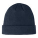 A navy blue knit beanie from Port Authority on a white background.