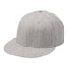 A close-up of a grey Port Authority flat bill cap.