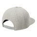 A heather grey 5-panel snapback hat with a grey brim and white strap.
