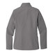 A Port Authority deep smoke soft shell jacket for women with long sleeves.