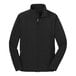 A black Port Authority soft shell jacket with a zipper.