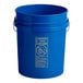 A blue BWAY plastic pail with a metal handle.