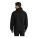 A man wearing a deep black Port Authority rain jacket.