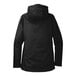 A black Port Authority parka jacket with a hood on a white background.