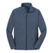 A Port Authority navy heather soft shell jacket with a zipper.