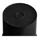 A close up of a black BWAY cylinder with metal circles on top.
