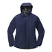 A Port Authority women's rain jacket in navy with a hood.
