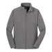 A medium Port Authority deep smoke soft shell jacket with a zipper.