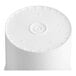 A white plastic round pail with a metal handle.