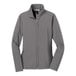 A 2X deep smoke grey Port Authority ladies soft shell jacket with a zipper.