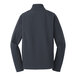 A back view of a Port Authority unisex core soft shell jacket in battleship gray with long sleeves.