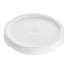 A white plastic BWAY lid with a tear skirt and gasket.