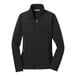 A black Port Authority ladies soft shell jacket with a zipper.