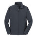 A Port Authority Battleship Gray Core Soft Shell Jacket with a zipper.