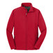 A Port Authority rich red soft shell jacket with a zipper.