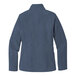 A close up of a Port Authority women's navy heather jacket.