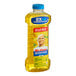 A yellow bottle of Mr. Clean 2X Concentrated Antibacterial Multi-Surface Cleaner with a blue cap on a counter.