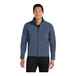A man wearing a navy Port Authority Core Soft Shell jacket with a white background.