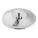 A stainless steel lid designed for an Acopa beverage dispenser.