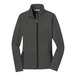 A black and charcoal heather Port Authority ladies full-zip jacket.