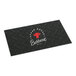A rectangular black anti-fatigue entrance mat with a steak house barbecue design and customizable text.