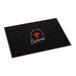 A rectangular black entrance mat with a customizable design, featuring antimicrobial PET fiber and suitable for indoor or outdoor use.