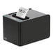 A black Custom America high-speed thermal receipt printer with a receipt in it.