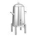 A polished stainless steel Service Ideas Flame Free Thermo-Urn with two handles and a lid.
