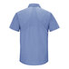 The back of a Red Kap men's light blue short sleeve work shirt.