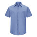 A Red Kap men's light blue short sleeve work shirt.