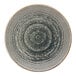 A close-up of a Cosy & Trendy gray stoneware bowl with a spiral design.