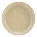 A beige stoneware bowl with a speckled pattern on it.