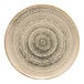A close up of a Cosy & Trendy gray stoneware coupe plate with a circular design.