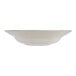 A gray stoneware bowl with a black border.