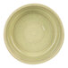A close-up of a mint green Cosy & Trendy stoneware plate with a white border.
