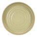 A close-up of a Cosy & Trendy mint green stoneware plate with a circular rim.