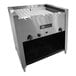 A stainless steel EmberGlo natural gas charbroiler with a black handle.