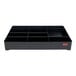 A black Rubbermaid® tray organizer with 12 slots.