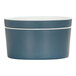 A blue Cal-Mil melamine bowl with white accents.
