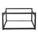 A black powder-coated stainless steel rectangular frame with LED lights.