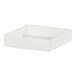 A white metal modular condiment display box with a lid on a white surface.