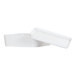 A white rectangular Cal-Mil melamine bento box with a lid.