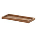 A Cal-Mil walnut rectangular condiment organizer with black jars on a white background.