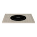 An Eastern Tabletop rectangular high-pressure laminate induction tile with a black and white oval logo on a wood surface.